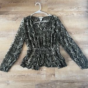 H&M Long Sleeve Snake Print Blouse